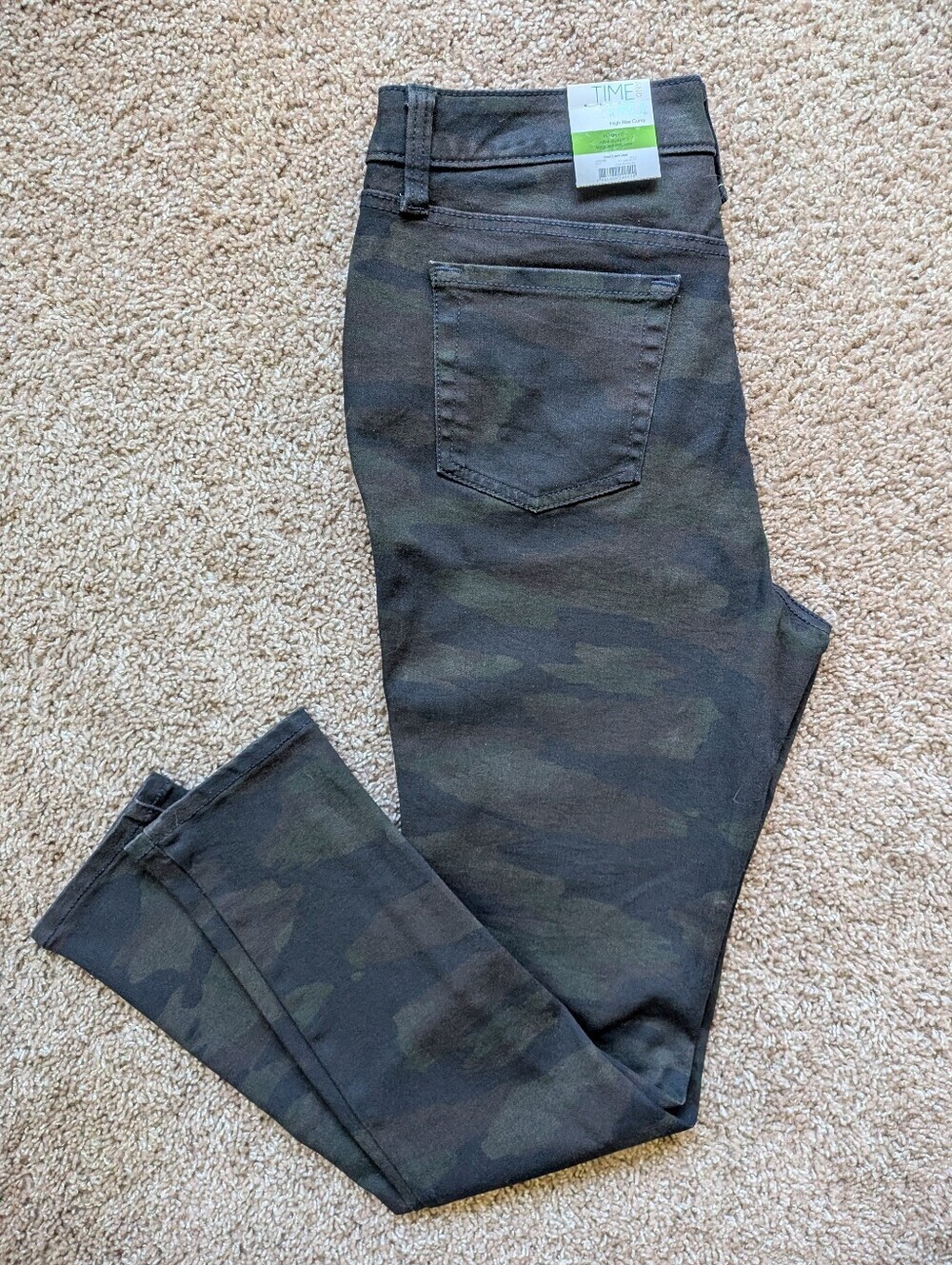 Time And Tru High Rise Curvy Dark Camo Jeans Women's 10 NWT